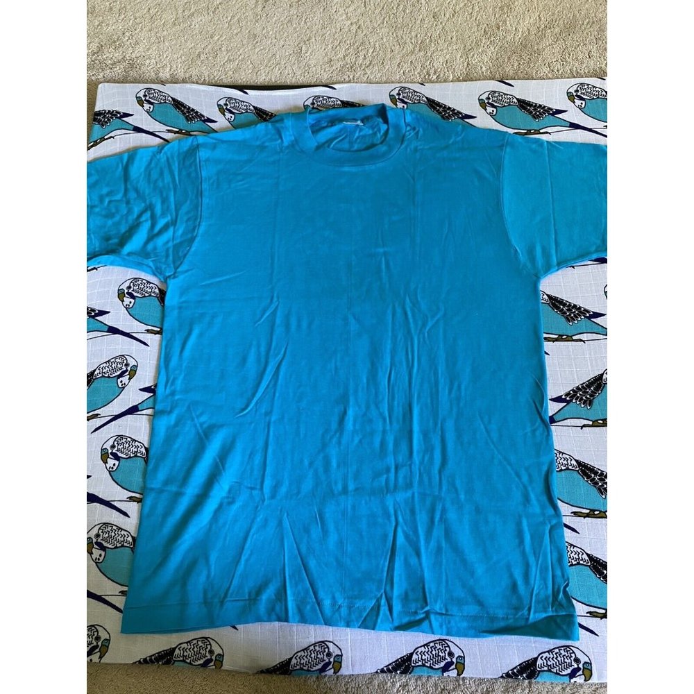 NWOT Fruit Of The Loom Vintage Single Stitch Plain Blue T shirt XL preshrunk